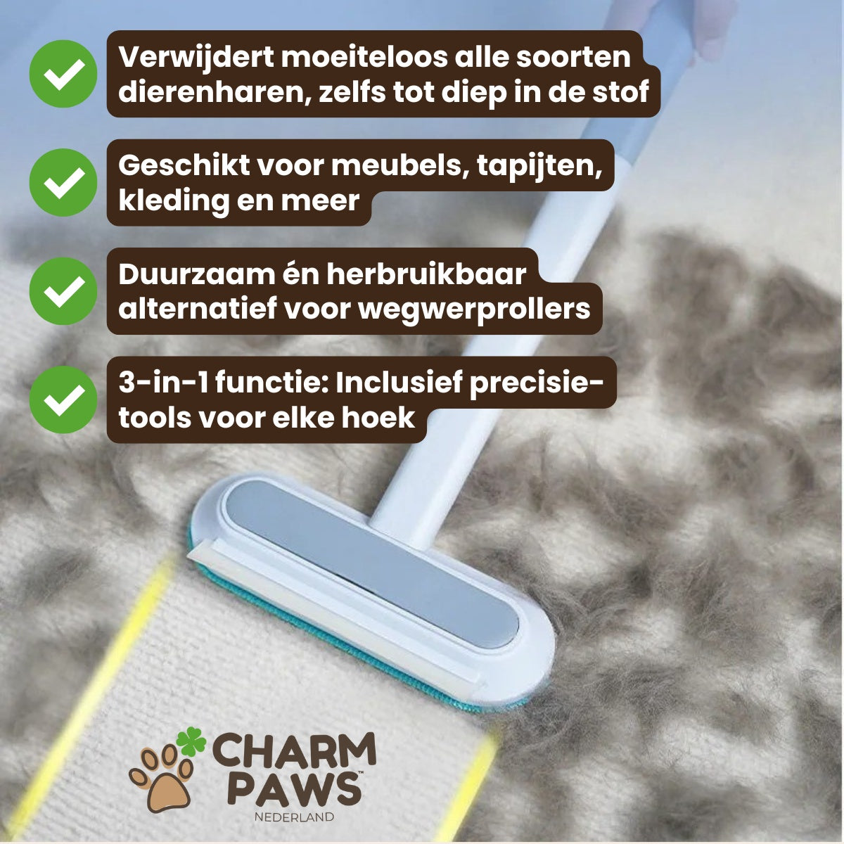 CharmPaws® MultiSwipe Pro | Épilateur 3-en-1 pour animaux de compagnie