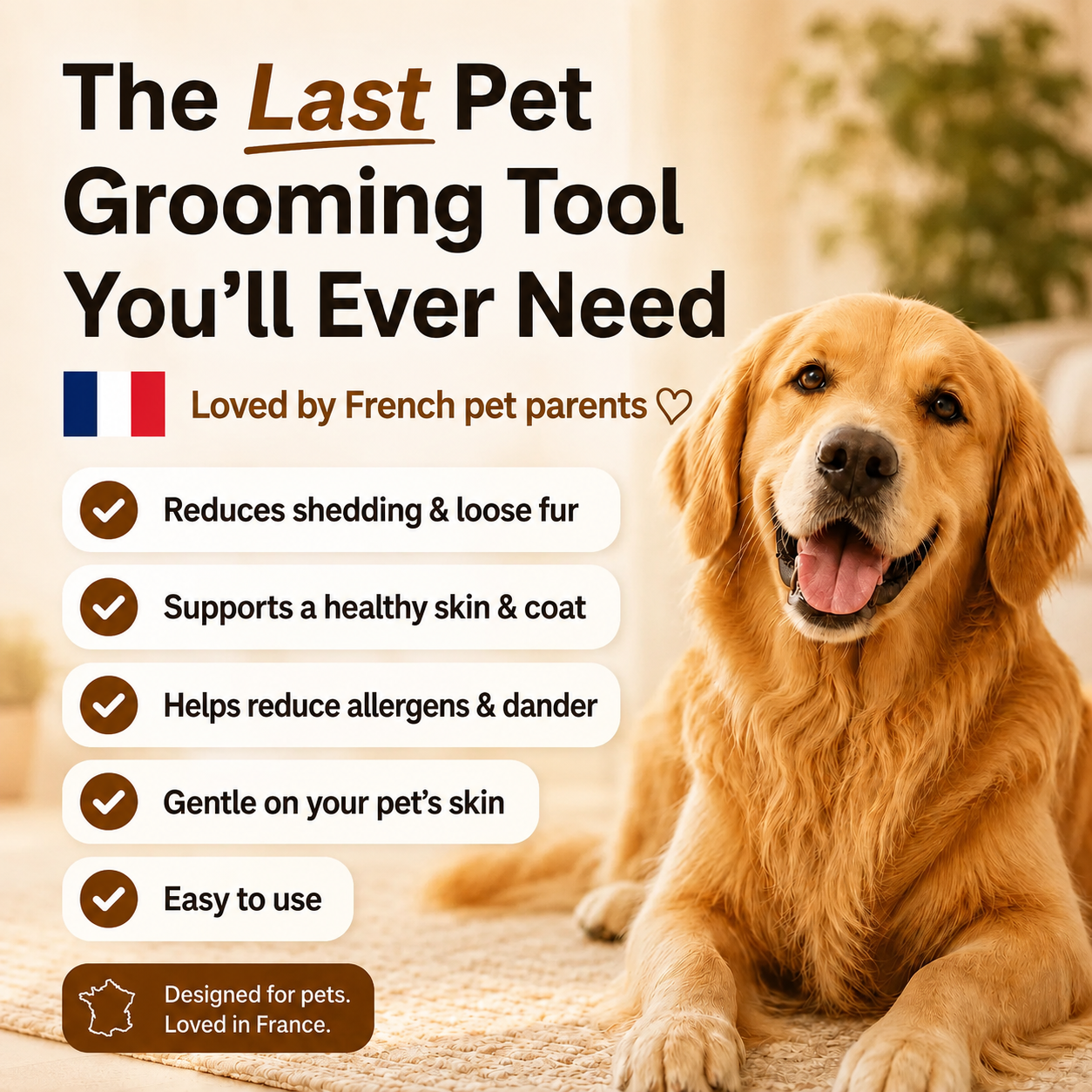 Bondly™ | Gentle Deshedding Brush for Dogs & Cats